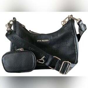 Steve Madden Black Embossed Shoulder Bag with Strap